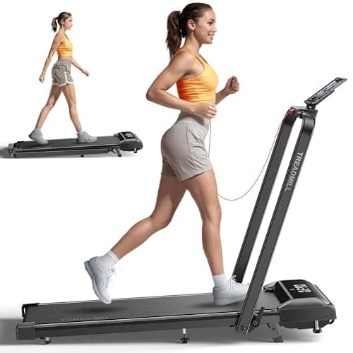 Acezoe Walking Pad Treadmill with Incline and Handle Bar, 2 in 1 Folding Treadmills for Home Small Office, 300lbs Portable Compact Under Desk Treadmill with Remote Control, LED Display and Apps - Image 1