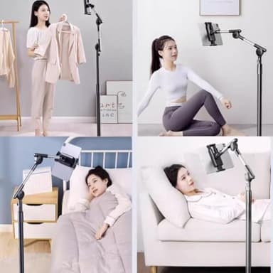 Niumowa Tablet Floor Stand Holder, 360 Degree Rotating with Height Adjustable Stand Compatible with 4.7"-13" Phone/Tablet, Kindle, 63" Phone Stand, Aluminum Alloy, for Bed,Sofa,Desk.Black - Image 7