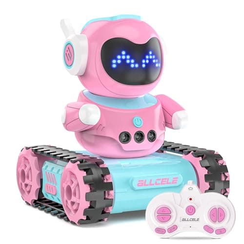 ALLCELE LED RC Robot Toys for Girls with Walkie Talkie, Programming, Music, Demo and LED Function, Remote Control Robot Toy, Gift for Girls 3-8 Years Old Blue Pink - Image 1