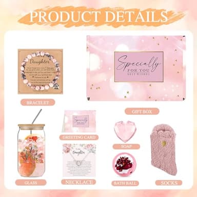 Birthday for Daughter from Mom, Bonus Daughter Gifts for Women, Christmas Gifts Basket with Bracelet Necklace, in Law Gifts from Mother - Image 2