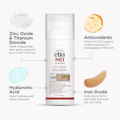 EltaMD UV AOX Elements Tinted Mineral Face Sunscreen Lotion, Tinted Moisturizer for Face SPF 50 with Antioxidants, For Dry Sensitive Skin 1.7 oz Pump - Image 5