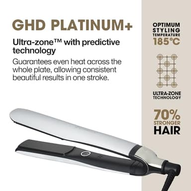 ghd Platinum+ Styler - 1” Smart Flat Iron Hair Straightener - Professional Ceramic Styling Tool with Predictive Heat Control and Automatic Shut-Off - More Shine and More Color Protection - White - Image 4
