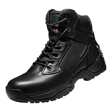 NORTIV 8 Mens Military Tactical Work Boots Side Zip Outdoor Hiking Leather Motorcycle Combat Boots,Size 14,Black-A,ALLOY - Image 6
