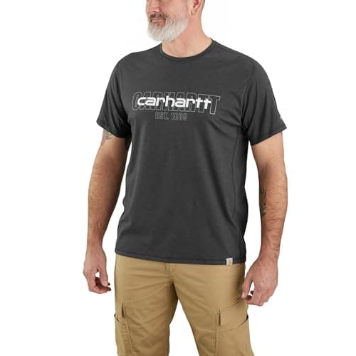 Carhartt Men's Force Relaxed Fit Midweight Short-Sleeve Logo Graphic T-Shirt, Carbon Heather, Large - Image 1