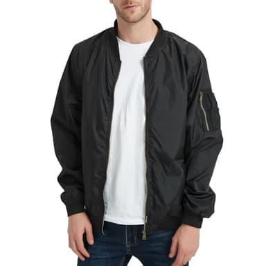 MADHERO Mens Bomber Jacket Lightweight Slim Fit Softshell Windbreaker Black XL - Image 5
