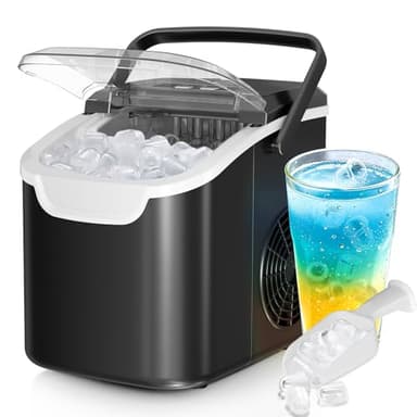 Countertop Ice Maker Machine – 8 Bullet Ice in 6 Mins, 26.5lbs/24Hrs Output – Self-Cleaning Portable Design with Selectable Ice Size & Touch Display for Home/Office/Bar - Image 1