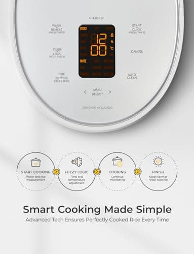 CUCKOO CR-0675FW 6-Cup (Uncooked) / 12-Cup (Cooked) Micom Rice Cooker with Nonstick Inner Pot, 13 Menu Modes, LCD Display, Fuzzy Logic Tech, Auto Clean (White) - Image 4