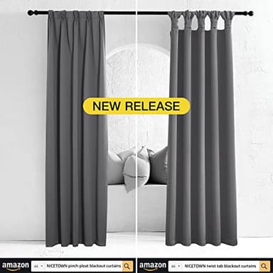 NICETOWN Grey Kitchen Blackout Short Curtain Panels for Bedroom, 45 Inch Long Thermal Insulated Grommet Top Blackout Draperies and Drapes (2 Panels, W42 x L45 -Inch, Grey) - Image 2