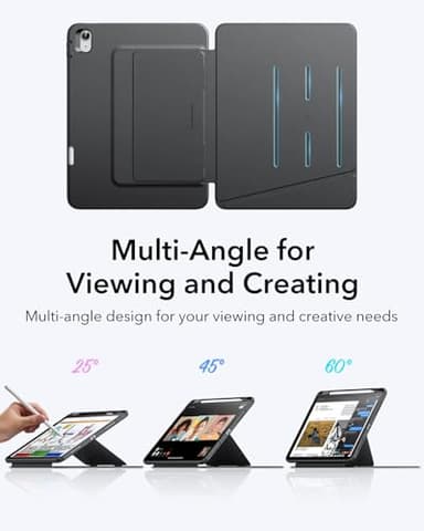 ESR for iPad Air 11 Inch Case M3/M2 (2025/2024), iPad Air 5th/4th Gen (2022/2020), Vertical Stand Cover, Multi Stand Angles, Ultra-Stable Case with Pencil Holder, Auto Wake/Sleep, Black - Image 4