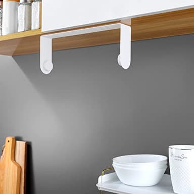 YIGII Adhesive Paper Towel Holder Under Cabinet - Stainless Steel Paper Towel Rack Stick on Wall Mount for Kitchen, White - Image 7