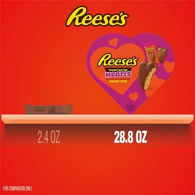 REESE'S Milk Chocolate Peanut Butter Snack Size Hearts, Valentine's Day Candy Gift Box, Perfect Valentines Day Gift for Him, Her, or Kids, Football Party Snacks, 28.8 oz - Image 7