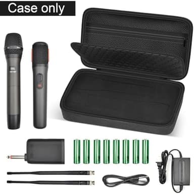 Wireless Microphone Case for JBL Wireless Two Microphone System for JBL Partybox DIY - Sized Mic Case Fits from 8.25-10.5In Handheld Dual Mic, Recivers, Audio Cable, Power Cord-Black(Box Only - Image 5