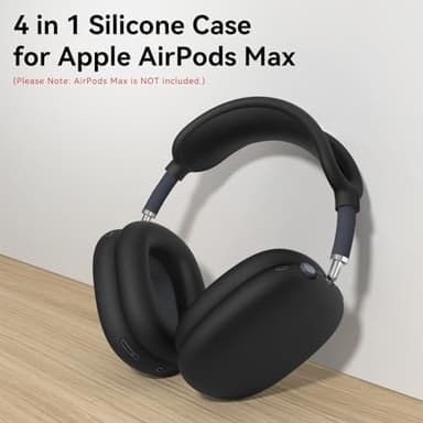 Silicone Case Cover for AirPods Max Headphones, Ear Pad Case Cover/Ear Cups Cover/Headband Cover for AirPod Max (USB-C/Lightning)(2024/2020),Accessories Silicone Protector for Apple AirPods Max, Black - Image 2