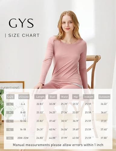 GYS Long Johns Sets Thermal Underwear for Women Lightweight Base Layer Snug fit Pajamas Set, Viscose Made from Bamboo, Black, Small - Image 6