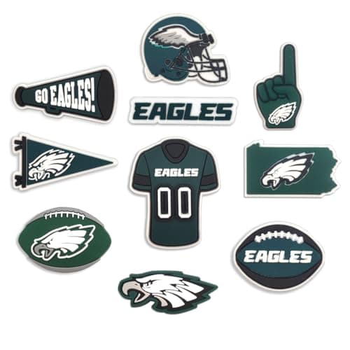 10PC PVC fit for Eagles Shoe Charms Accessories Decoration for crocs clogs Decoration Sports Fans Gifts - Image 1