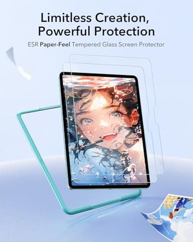 ESR 2 Pack Paper-Feel Screen Protectors for iPad Air 11 Inch M3/M2 (7th/6th Generation, 2025/2024), Write and Draw Like on Paper, 9H Tempered Glass, Matte Writing Film with Alignment Frame, Anti-Glare - Image 3