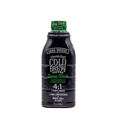 JAVA HOUSE Cold Brew Coffee, Decaf Colombian 4:1 Liquid Concentrate, 32 Ounce Bottle - Image 1