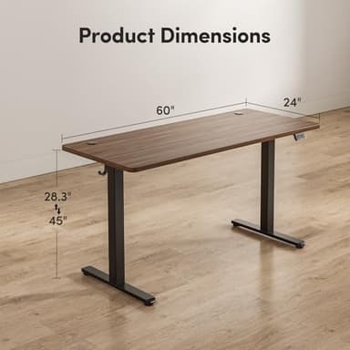 FEZIBO Electric Standing Desk Adjustable Height, 60 x 24 Inch Sit and Stand Desk, Home Office Desk, Ergonomic Workstation Computer Desk, Black Walnut - Image 3