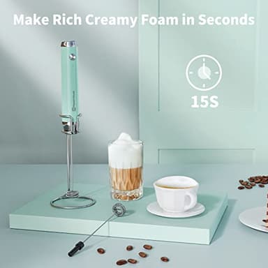 Maestri House Rechargeable Milk Frother with Stand, LunaFro Handheld Electric Foam Maker Waterproof Detachable Stainless Steel Whisk Drink Mixer Foamer for Lattes, Cappuccino - Image 2