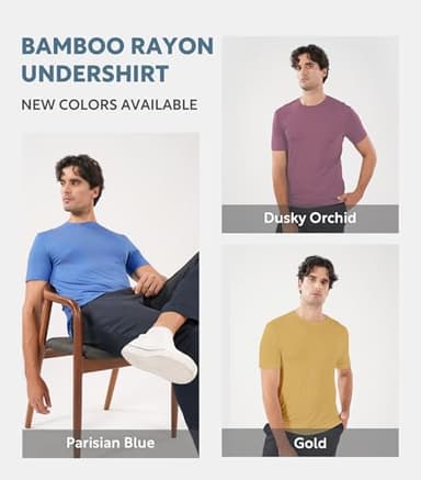 DAVID ARCHY Men's Undershirt Bamboo Rayon Moisture-Wicking T-Shirts Stretch Crewneck Tees for Men, 3-Pack (XL, Parisian Blue/Dusky Orchid/Gold) - Image 4
