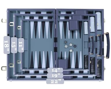 Backgammon Set - Classic Board Game with Premium Leather Case - Portable Travel Strategy Backgammon Game Set for Adults, Kids - Suitable as (18inch, Gray) - Image 6