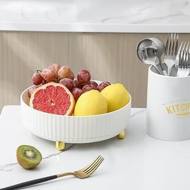 Anyoifax Makeup Perfume Organizer Tray 360 Degree Rotating Lazy Susan Skincare Lotion Organizer Spinning Cosmetics Storage for Dresser, Vanity, Bathroom Countertop, Small Ivory White - Image 5