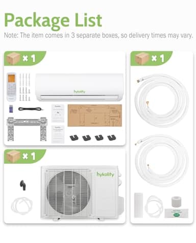 Wifi Enabled 9,000 BTU Mini Split Air Conditioner & Heater, 19 SEER2 115V Split AC Unit Ductless Inverter System with Heat Pump, Installation Kits - Cools Rooms up to 450 Sq.Ft - Image 8