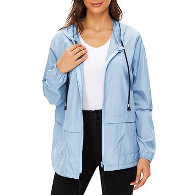 Zando Lightweight Rain Jacket Women with Hood Packable Raincoats for Adults Women Plus Size Rain Jackets for Women Waterproof Anorak Jacket Womens Windbreaker Jacket Blue 2XL - Image 2