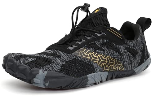 WHITIN Men's Trail Running Shoes Minimalist Barefoot Five Fingers Wide Toe Box Size 10 Gym Workout Fitness Zero Drop Minimus FiveFingers Black 43 - Image 1