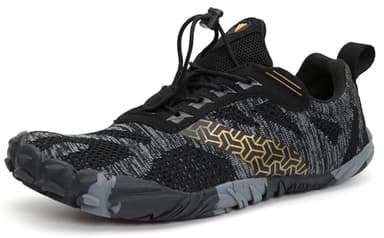 WHITIN Men's Trail Running Shoes Minimalist Barefoot Five Fingers Wide Toe Box Size 10 Gym Workout Fitness Zero Drop Minimus FiveFingers Black 43 - Image 1