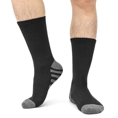 JOYNÉE 8 Pairs Mens Crew Work Cushion Socks Long Athletic Running Socks Workout Breathable Socks,Black,Sock Size:10-13 - Image 7