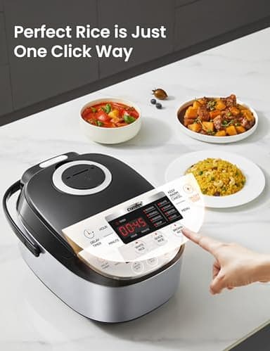 COMFEE' Rice Cooker 12 Cups Cooked/6 Cups Uncooked, Portable Non-Stick Japanese Rice Maker with Fuzzy Logic Technology, 24-Hour Timer Delay, 11 Presets, Steamer, Fast Grain Cooker, Black - Image 4