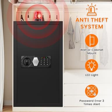 6.0 Cub Extra Large Home Safe, Anti-theft Steel Safe Box with Backup Keys, Digital Keypad and Alarm System, Home Security Safety Box for Money Firearm Medicines Valuables - Image 6