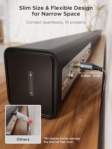 Warrky Optical Audio Cable, 6ft / 1.8m Optical Cable for Soundbar [Nylon Braided, Slim Metal Case, Gold-Plated Plug], Fiber Optic Audio Cord Compatible with Samsung, Vizio, LG, Bose, Sony, Sonos - Image 4