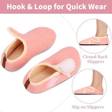 Ibeauti Womens Mens House Slippers Rubber Sole Indoor Slipper Socks Lightweight Fleece Lined Slip-on Barefoot Slippers (Pink, Women, Numeric Range, Medium, 7.5, 8.5) - Image 4