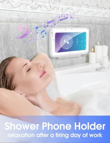LC-dolida Shower Phone Holder Waterproof, 480° Rotatable Adjustable Bathroom Wall Phone Mount Stand, Anti-Fog High Sensitivity iPhone Case, Anti Fog Case Bathroom Accessories for 4-7'' Cellphones - Image 2