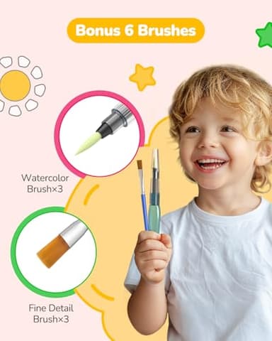 TECJOE 3 Pack Paint with Water Coloring Books for Toddlers, Watercolor Painting Set with 6 Brushes, Travel Activities for Kids Ages 1-3 4-8, Birthday Gifts Arts & Crafts Toy, Princess, Forest & Sea - Image 2
