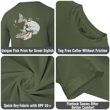 Palmyth Fishing Shirts for Men Long Sleeve UPF 50+ T Shirt Sun Protection Tee (Military/Trout Crushing, L) - Image 5