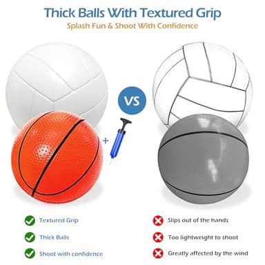 Jasonwell Pool Toys Games Set - 3 in 1 Pool Volleyball Net Basketball Hoop Ring Toss Game Inflatable Floats Water Floating Volleyball Swimming Pools Party Game Accessories Toy Gift Kids Teens Adults - Image 5