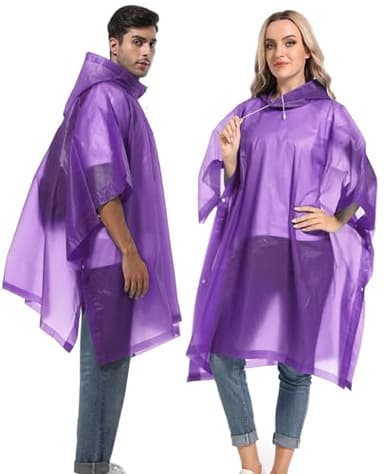 HOOMBOOM Reusable Rain Ponchos with Drawstring Hood for Adults, Waterproof Thicken Rain Coat, 2 Packs - Image 1