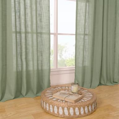 LAMIT Sage Green 72 inch Linen Curtains for Living Room 2 Panels, Linen Textured Light Filtering Semi Sheer Back Tab and Rod Pocket Window Curtain Panels for Bedroom/Farmhouse, 52 x 72 Inch - Image 2