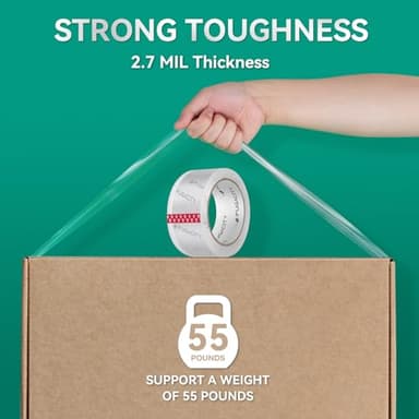 FugaCity Clear Packing Tape Refills (36 Rolls),Heavy Duty Packaging Tape for Moving Sealing, Moving Supplies,2.7 Mil Thick, 1.88 in Wide,65 Yards Per Roll,Total 2340 Yards - Image 2