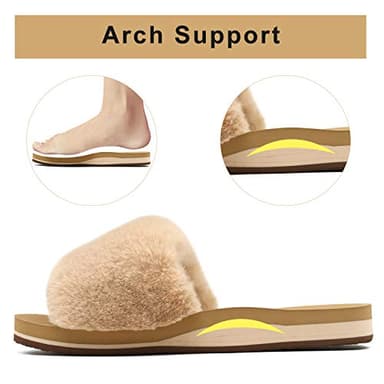 COFACE Womens Slippers with Arch Support Comfy Open Toe Fuzzy Woman House Shoes Size 9 Plantar Fasciitis Orthotic Slippers-for-Women Indoor - Image 5