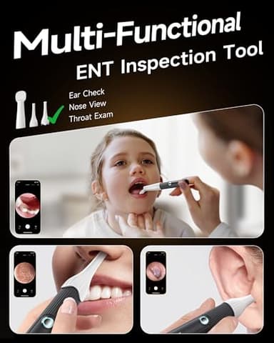 Anyear Flexible Ear Wax Removal Tool Camera, Wireless Ear Cleaner with 10MP HD Otoscope, Painless Tweezers, 12 Soft Tips, 3 Inspection Heads, Portable Earwax Removal Kit with Camera for Adults/Kids - Image 5