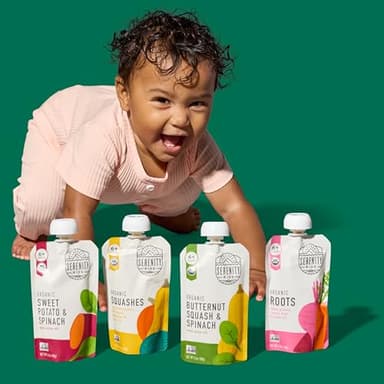 Serenity Kids 6+ Months Veggie Puree Organic Baby Food Pouches - No Added Sugar, Allergen-Free & BPA-Free Baby Snacks - 3.5 Oz, 8 Pack - Image 5