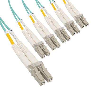 ICC OM3 Multimode LC to LC 50/125µm Fiber Patch Cable, Data Center Grade 0.1dB Typical Insertion Loss, ONFR Riser Jacket, Aqua, 7 Meter (23ft), 6-Pack - Image 1