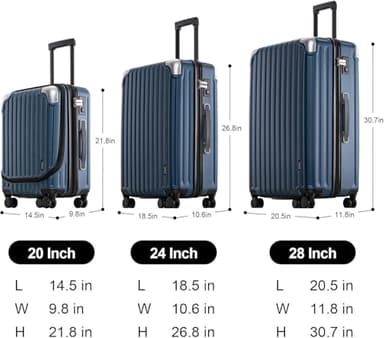 LEVEL8 Grace Luggage Sets Hardshell Suitcase with Wheels, Sturdy Large Suitcase Tsa Lock 20 Inch Expandable Carry on 24 Inch 28 Inch Checked Luggage, 3-Piece Set (20/24/28), Blue - Image 6
