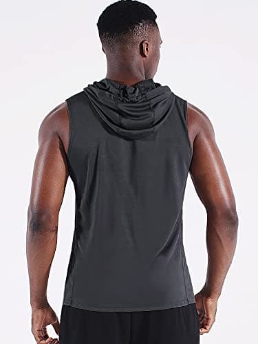 NELEUS Men's Workout Tank Tops Sleeveless Running Shirts with Hoodie,5098,3 Pack,Grey/Blue/Red,L - Image 3