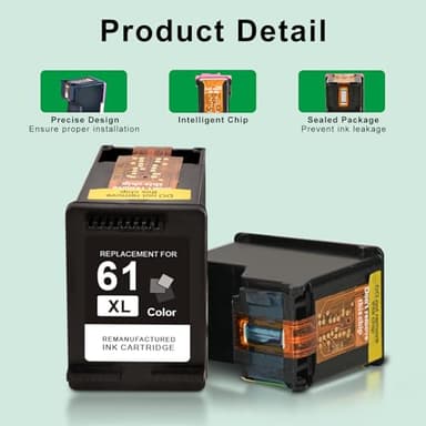 SAILNER 61XL Ink Cartridge Replacement for HP Ink 61 Black and Color Combo Pack 61XL for Envy 4500 4501 4502 5530 Officejet 4630 4635 Deskjet 1000 1010 2540 Series Printer 61 Ink, 2-Pack - Image 5