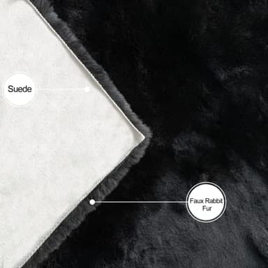 ORINOVA Black Round Rugs 8ft Machine Washable Rabbit Fur Area Rug Large Circle Rugs for Bedroom Faux Sheepskin Rug Cushion Living Room Décor - Image 6